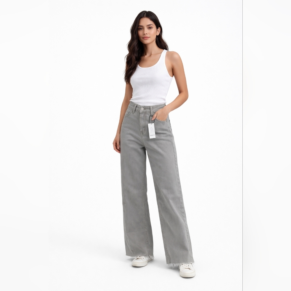 Supgoreou Women's Wide Leg Jeans high-waisted, wide-leg denim‎ pants XS